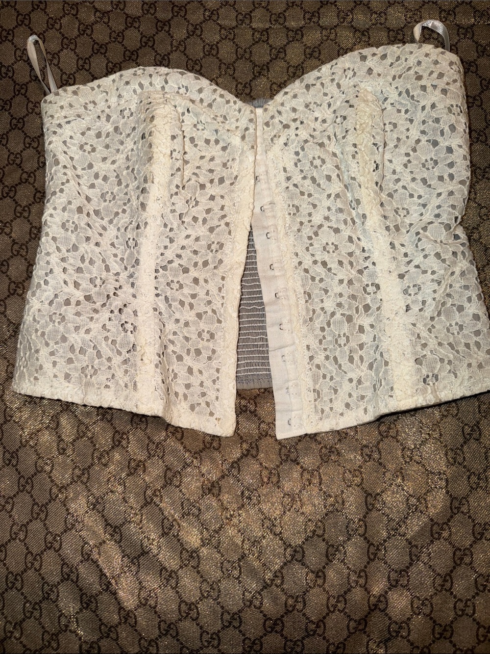 Sparkle & Fade Cream Lace Strapless Corset Top